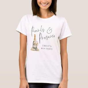 Perlen Prosecco Brautjungfer Name Junggesellinnena T-Shirt