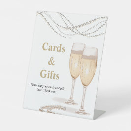 Perlen & Prosecco Brautparty Karten und Geschenke Sockelschild