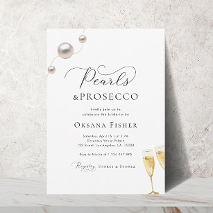 Perlen & Prosecco Brautparty Minimalistisch Elegan Einladung
