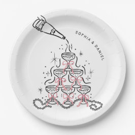 Perlen & Prosecco Brautparty Papier Teller