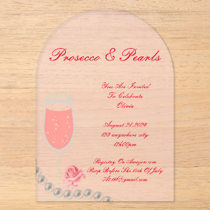PERLEN & PROSECCO BRAUTPARTY PINK EINLADUNG