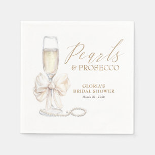 Perlen & Prosecco Brautparty Weiße Schleife Serviette