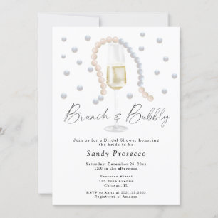 Perlen & Prosecco-Brunch und prickelnde Hochzeit Einladung