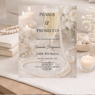 Perlen Prosecco Champagner Geburtstagseinladung