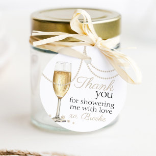 Perlen Prosecco elegante Bridal Shower Danke Geschenkanhänger