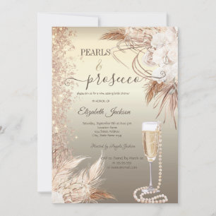 Perlen & Prosecco Florale Hochzeitsdusche Einladung