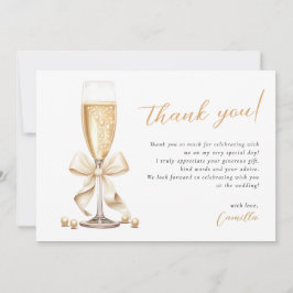 Perlen & Prosecco Gold Brautparty Dankeskarte