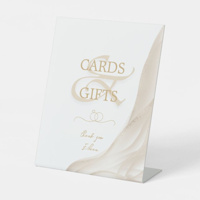 Perlen Prosecco Karten und Geschenke Brautparty na Sockelschild (Vorderseite)