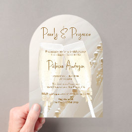 Perlen & Prosecco Modernes Brautparty Acryleinladungen