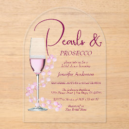 Perlen & Prosecco Modernes Brautparty Acryleinladungen