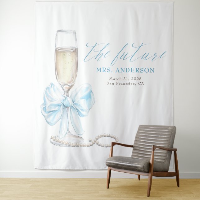 Perlen & Prosecco Mrs Foto-Requisite Hintergrund Wandteppich (Beispiel)