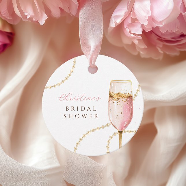 Perlen & Prosecco Pink Gold Brautparty Geschenkanhänger (Von Creator hochgeladen)