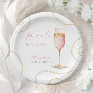 Perlen Prosecco Rosa Gold Brautdusche Pappteller