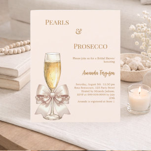 Perlen Prosecco rosafarbene Schleife Brautparty-Ei