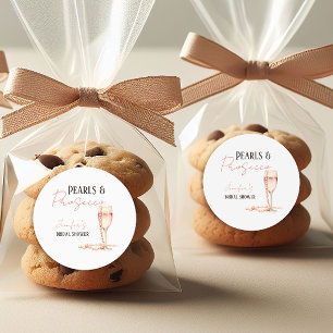 Perlen & Prosecco Rosafarbenes Brautbad Runder Aufkleber