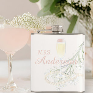 Perlen & Prosecco Rosé Brautparty Brautgeschenk Flachmann