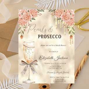 Perlen Prosecco Schleife Glitter Tropfen Boho Rose Einladung