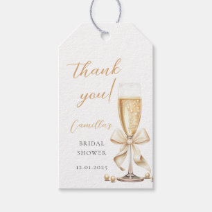 Perlen & Prosecco-Schleifen-Braut-Shower Geschenkanhänger