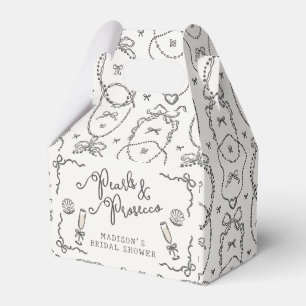 Perlen & Prosecco Schwarze Coquette Bogen Brautpar Geschenkschachtel