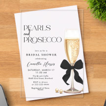 Perlen & Prosecco Schwarze Schleife Brautparty