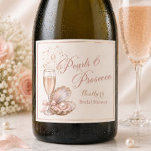 Perlen & Prosecco Weinflaschenetikett | Hochzeit