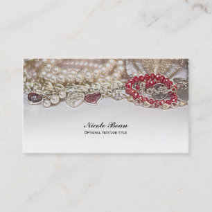 Perlen & rote Valentinsliebesjuwelen chic elegant Visitenkarte