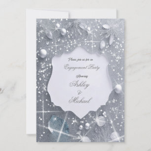 Perlen Silber Verlobungsfeier Glitter Pailletten Einladung