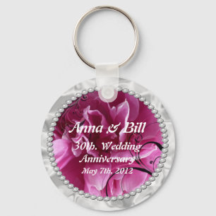Perlen u. Rosa-BlumenWirbel befestigt Save the Schlüsselanhänger