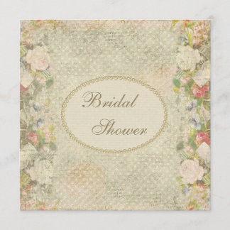 Perlen-u. Spitze-Shabby Chic-Blumen-Brautparty Einladung