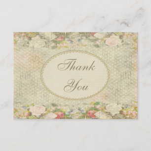Perlen u. Spitze-Shabby Chic-Blumen danken Ihnen Dankeskarte