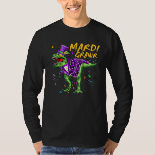 Perlen und Bling T Rex Dinosaur Mardi Gras Kostüm T-Shirt