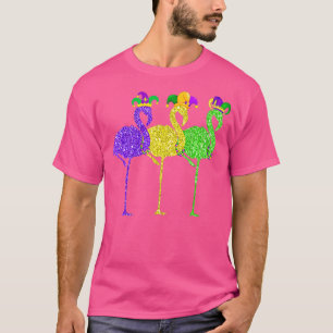 Perlen und Blings Vintag Flamingo Mardi Gras T-Shirt