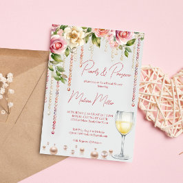 Perlen und Brautparty der Prosecco elegant Einladung