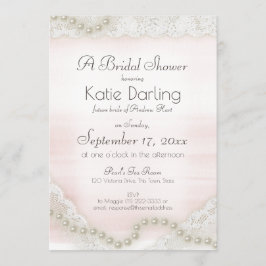 Perlen und Brautparty mit Spitzen-Blush Einladung