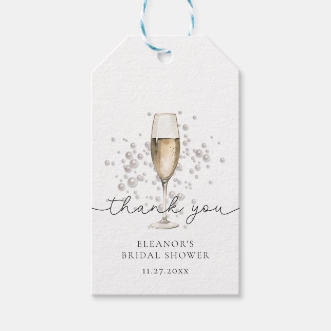 Perlen und Brautparty Prosecco Geschenkanhänger (Vorderseite)