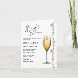 Perlen und Champagner-Brautparty Einladung