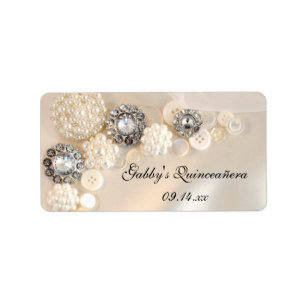 Perlen- und Diamantknöpfe Quinceañera Geschenkanhä Adressaufkleber