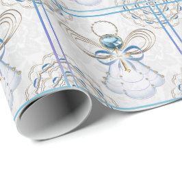 Perlen und Gold - Metallischer Weihnachtsgel der F Geschenkpapier
