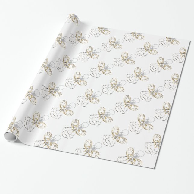 Perlen und Gold - Metallischer Weihnachtsgel der F Geschenkpapier (Ungerollt)