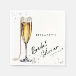 Perlen und Minimalistisches Brautparty Prosecco Serviette