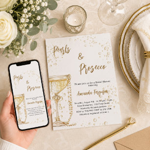 Perlen und Prosecco-Blasen Brautdusche Einladung