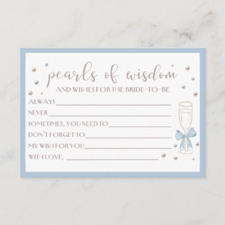 Perlen und Prosecco Blaue Schleife Brautparty Kart