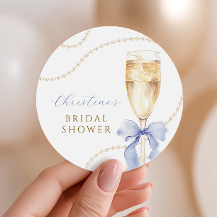 Perlen und Prosecco Blue Brautparty Stickers