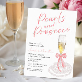 Perlen und Prosecco | Bow Watercolor-Brautparty Einladung