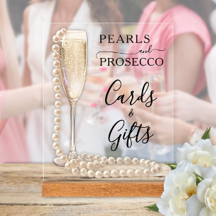 Perlen- und Prosecco-Brautabschieds-Karten & Gesch Acrylschild