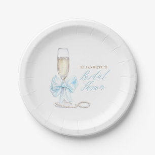 Perlen- und Prosecco-Brautjunggesellinnenabschied Pappteller