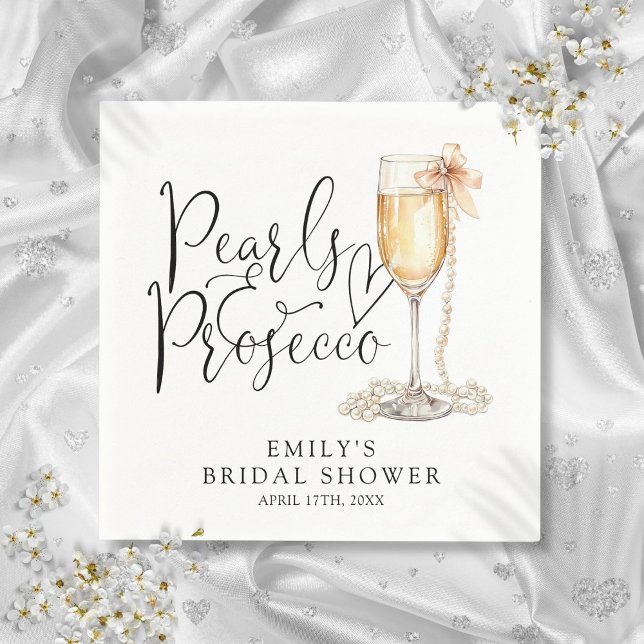 Perlen- und Prosecco-Brautjunggesellinnenabschied Serviette (Pearls And Prosecco Bridal Shower Napkins)