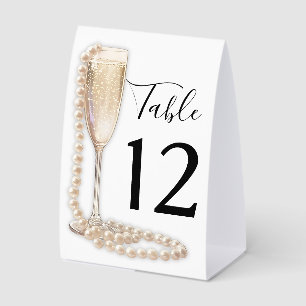 Perlen- und Prosecco-Brautjunggesellinnenabschied- Tischaufsteller