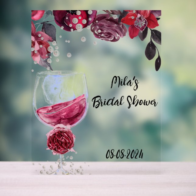Perlen und Prosecco Brautparty Acrylzeichen Acrylschild (Neutral)