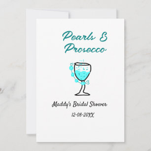 Perlen und Prosecco Brautparty Blau Schwarz Name Einladung